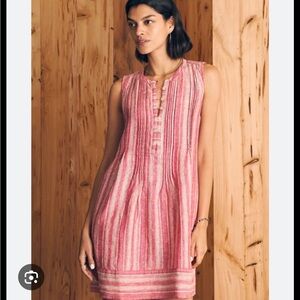 Faherty Striped Sleeveless Linen Dress
